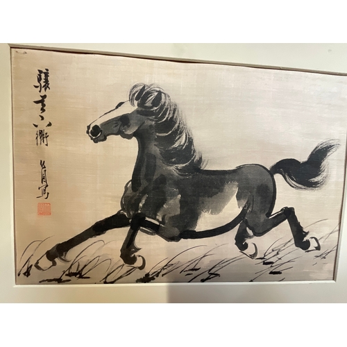 56 - PAIR OF ORIENTAL FRAMED MATERIAL PRINTED HORSE PICTURES AND 1 UNFRAMED EXAMPLE ( ITEM 52)
2 AT 16