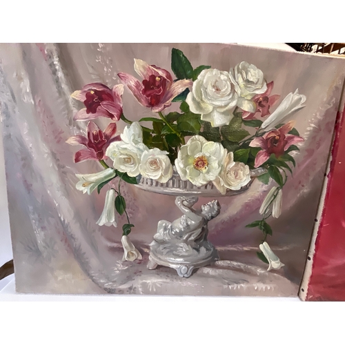 69 - 5 FLORAL FRAMED OILS LARGEST 28