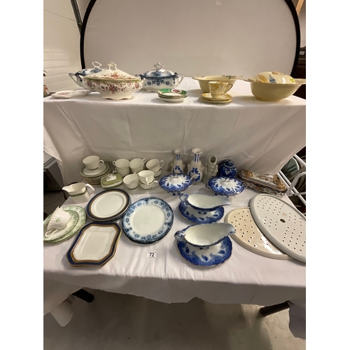 72 - 2 BOXES OF CHINA TO INCLUDE VICTORIAN BLUE & WHITE, ROYAL DOULTON ETC - SOME A/F