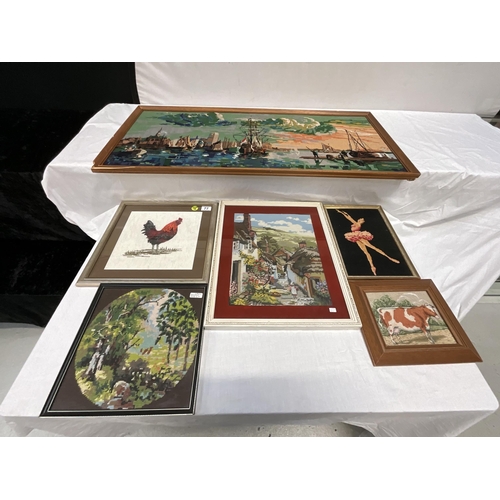 77 - QTY OF FRAMED TAPESTRY PICTURES (ITEM 18) LARGEST 44