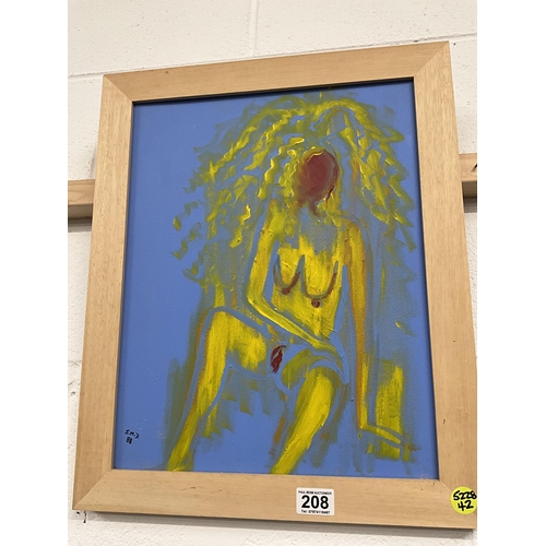 208 - SHEILA BENSON ACRYLIC ON CANVAS FRAMED ENTITLED YELLOW WOMAN (ITEM 42) 21