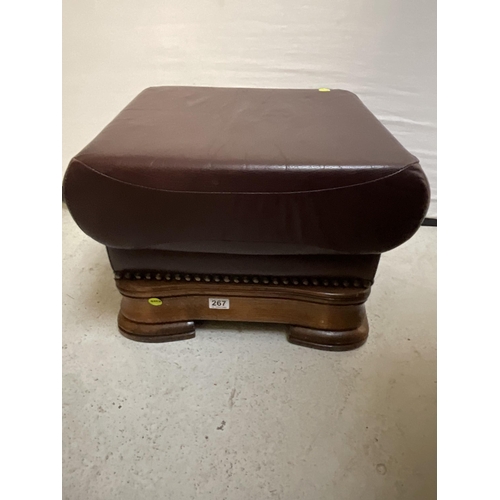 267 - BURGUNDY LEATHER FOOTSTOOL