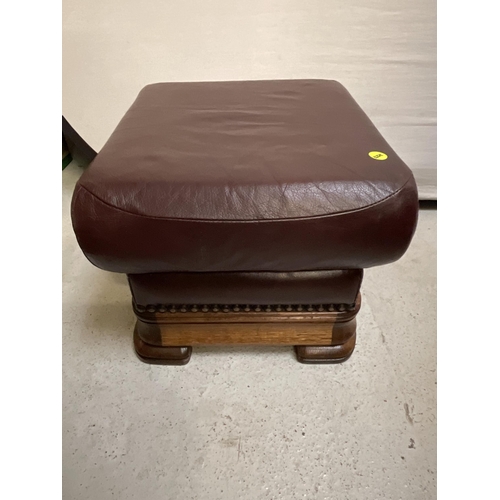 267 - BURGUNDY LEATHER FOOTSTOOL