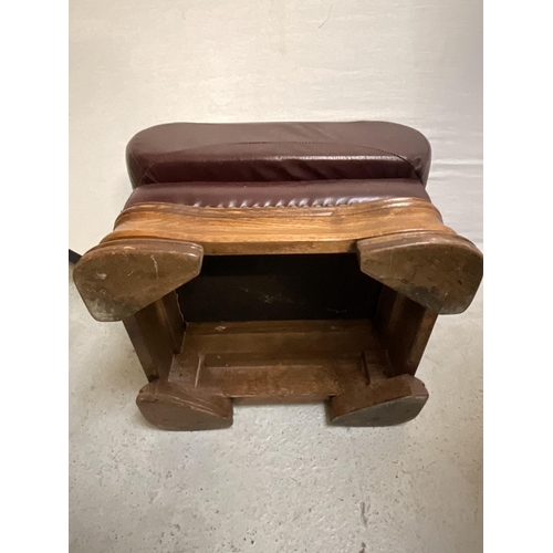 267 - BURGUNDY LEATHER FOOTSTOOL