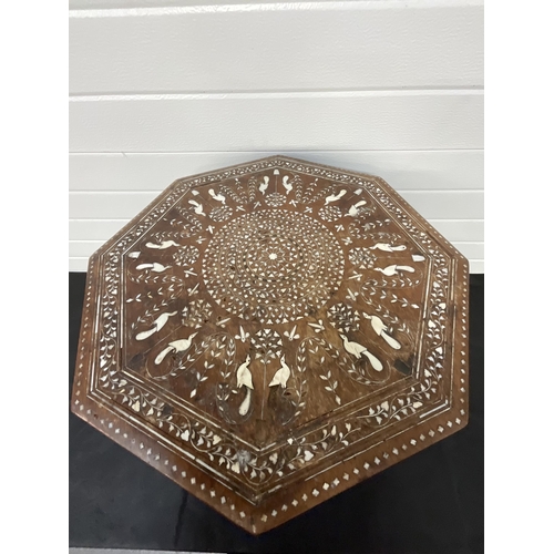 268 - INDIAN INLAID HEXAGON FOLDING TABLE (ITEM 162)H20