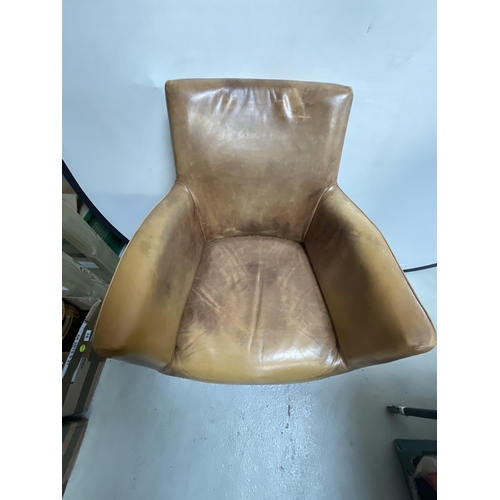 279 - TAN LEATHER TUB CHAIR A/F (ITEM 201)