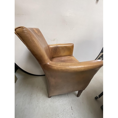 279 - TAN LEATHER TUB CHAIR A/F (ITEM 201)