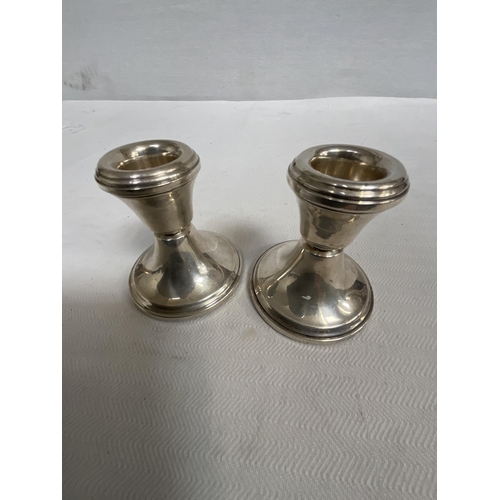 282 - BOX OF SILVER PLATED AND BRASS ITEMS TO INCLUDE JACKY DIAMOND CANDLESTICKS ETC (ITEM 92)