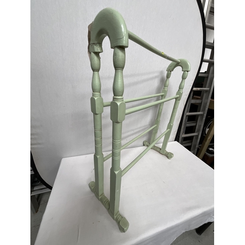 344 - GREEN PAINTED VICTORAIN TOWEL RAIL (108) H32