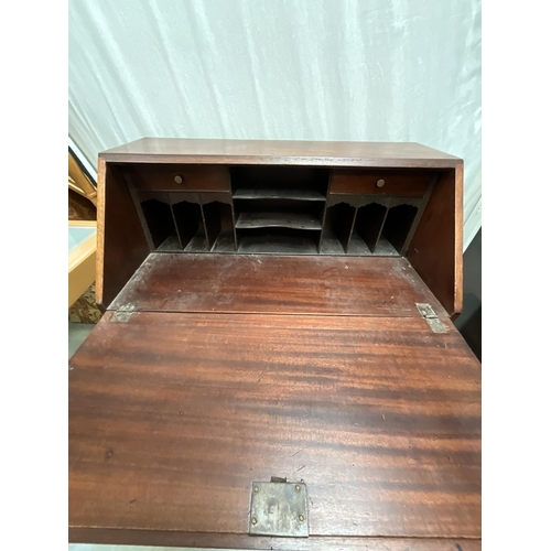 345 - MAHOGANY BUREAU WITH 3 DRAWERS TO BASE (172) H40