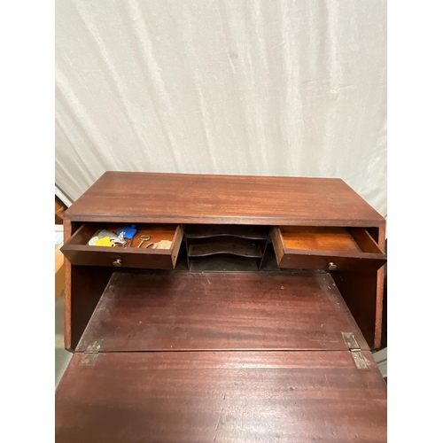 345 - MAHOGANY BUREAU WITH 3 DRAWERS TO BASE (172) H40