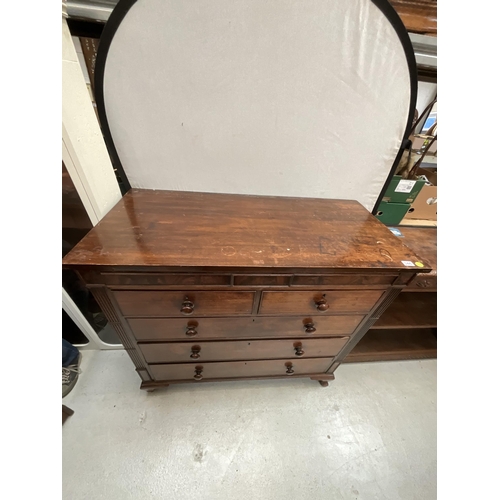 346 - VICTORIAN MAHOGANY BEDROOM CHEST WITH 2 OVER 3 DRAWERS H46