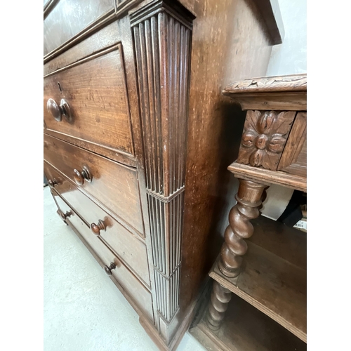 346 - VICTORIAN MAHOGANY BEDROOM CHEST WITH 2 OVER 3 DRAWERS H46