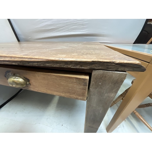 364 - 2 DRAWER OAK WRITING DESK OR TABLE A/F H31