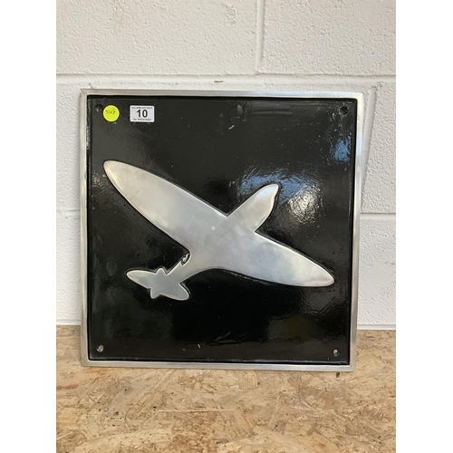 10 - CAST METAL WALL PLAQUE OF A SPITFIRE 18