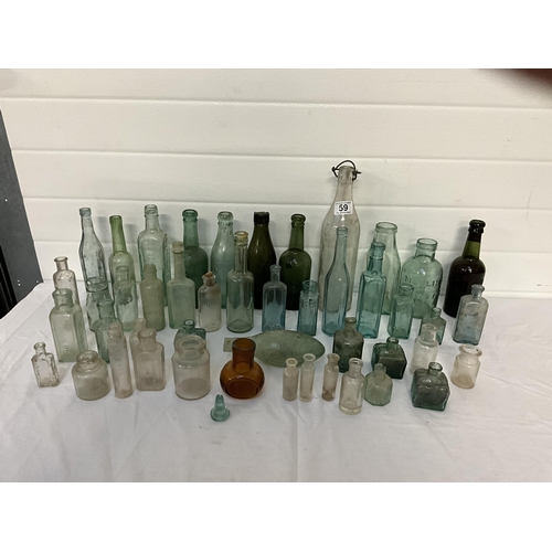 59 - PLASTIC CRATE OF VICTORIAN AND LATER BOTTLES