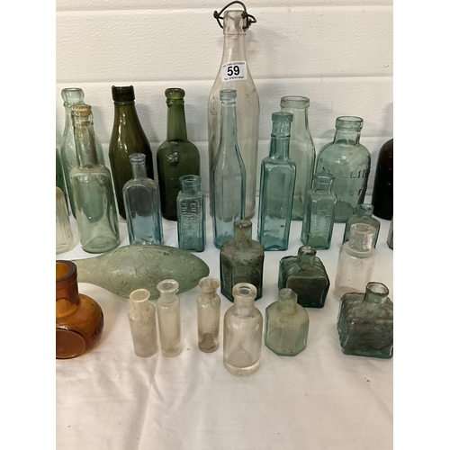 59 - PLASTIC CRATE OF VICTORIAN AND LATER BOTTLES