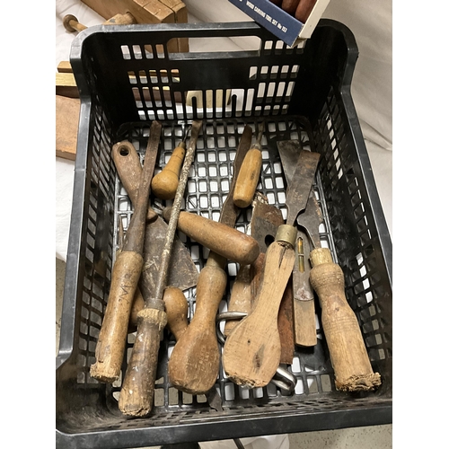 99 - CRATE OF WOOD WORKING TOOLS ETC