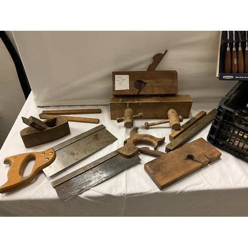 99 - CRATE OF WOOD WORKING TOOLS ETC