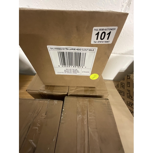 101 - 7 BOXES OF GALVANISED EXTRA LARGE HEAD CLOUT NAILS