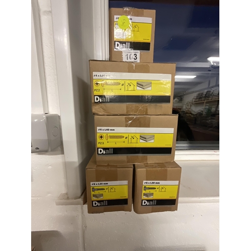 103 - 5 BOXES OF ZINC PLATED COACH SCREWS