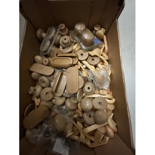 114 - 2 BOXES OF WOODEN KNOBS ETC