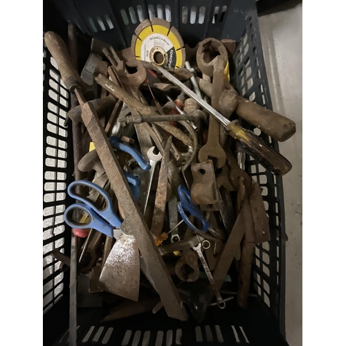 115 - CRATE OF TOOLS AND HARDWARE