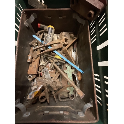 116 - CRATE OF TOOLS AND HARDWARE