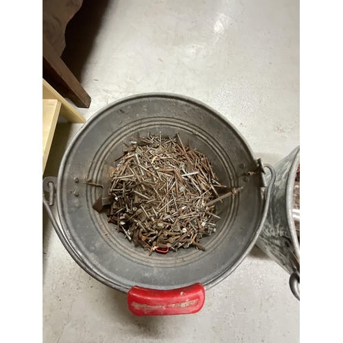 117 - 2 GALVANISED BUCKETS, NAILS SCREWS ETC