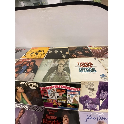 125 - BOX AND CASE OF LP'S & SINGLES TO INCLUDE BEATLES ETC