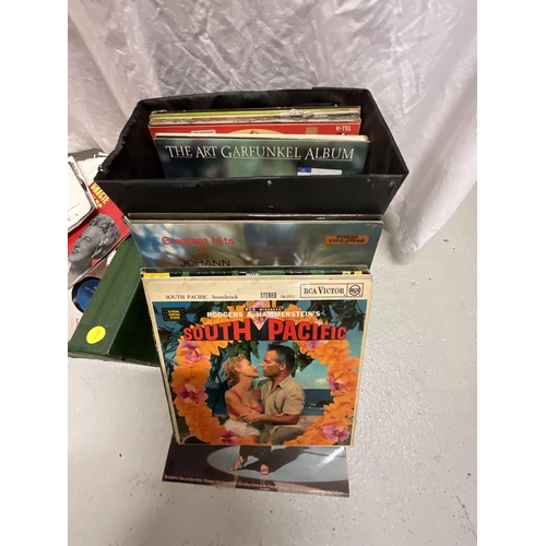 125 - BOX AND CASE OF LP'S & SINGLES TO INCLUDE BEATLES ETC