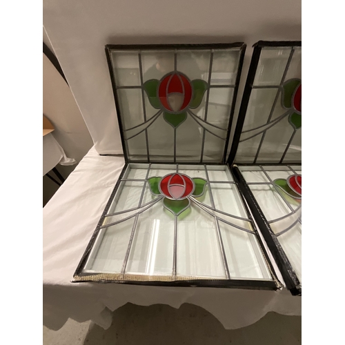 134 - 4 STAINED GLASS AND LEADED DOUBLE GLAZED SEALED PANELS