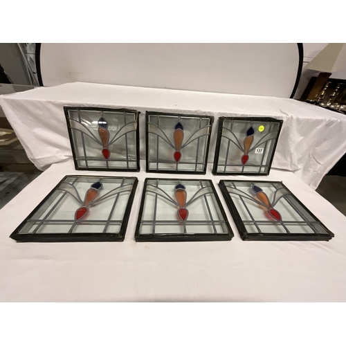 137 - 6 STAINED AND LEADED GLASS SEALED PANELS 10