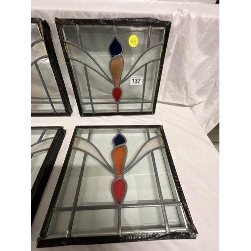 137 - 6 STAINED AND LEADED GLASS SEALED PANELS 10