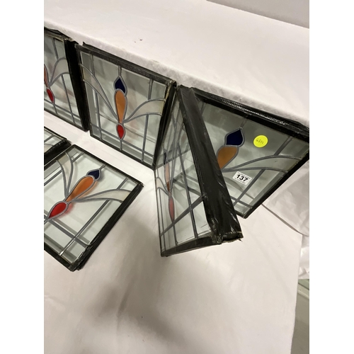 137 - 6 STAINED AND LEADED GLASS SEALED PANELS 10