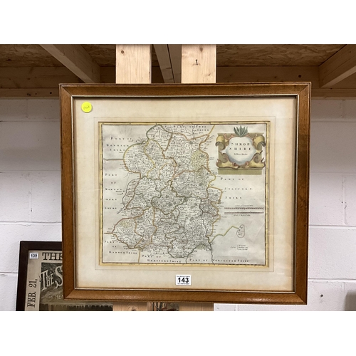 143 - FRAMED SHROPSHIRE MAP BY ROBERT MORDEN 24