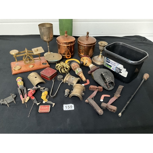 159 - CRATE OF COPPER AND BRASS ETC