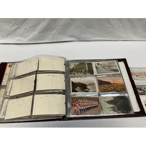 163 - POSTCARD ALBUM AND CONTENTS