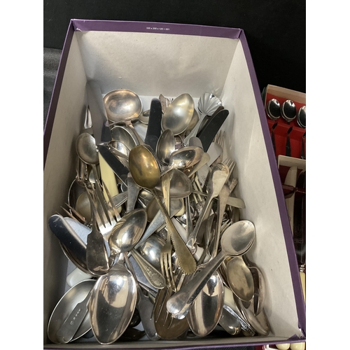 183 - BOX OF ASSORTED CUTLERY