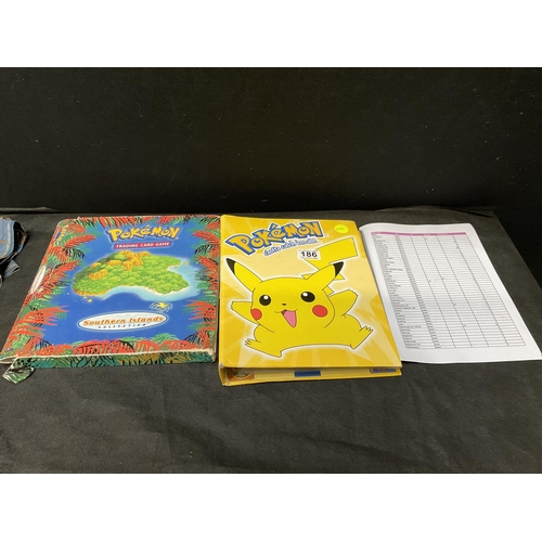 186 - 2 POKEMON TRADING CARD FOLDERS AND CONTENTS