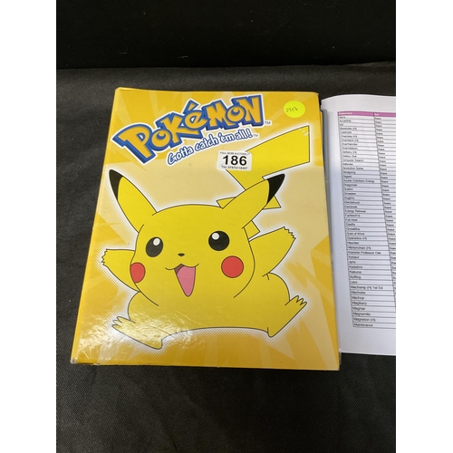 186 - 2 POKEMON TRADING CARD FOLDERS AND CONTENTS