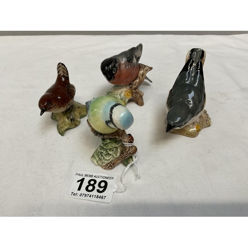 189 - 4 BESWICK BIRDS (1 a/f)