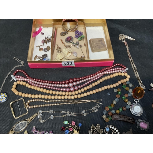 192 - BOX OF COSTUME JEWELLERY