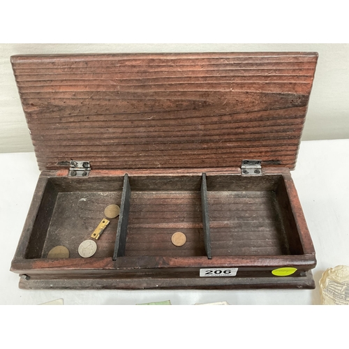 206 - DECORATIVE WOODEN BOX H3.5