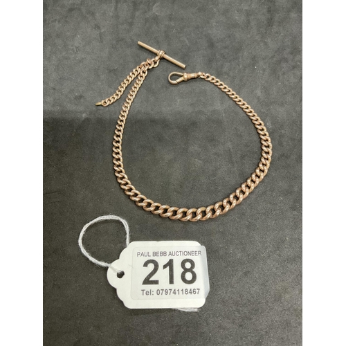 218 - 9CT ROSE GOLD ALBERT WATCH CHAIN TOTAL WEIGHT 37.6G