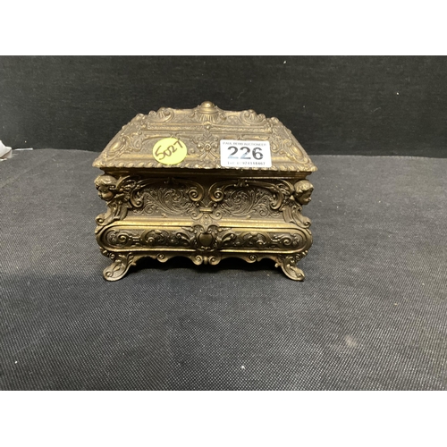 226 - ORNATE BRASS LINED CASKET MADE IN ITALY H5.5