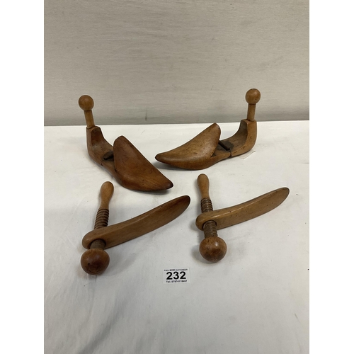 232 - 2 SHOE STRETCHERS ETC - WORMED