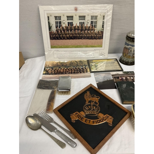 238 - BOX OF MILITARY RELATED ITEMS