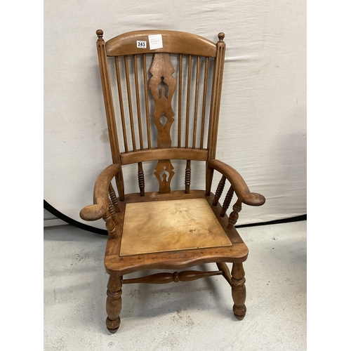 243 - VICTORIAN DERBYSHIRE KITCHEN ARMCHAIR A/F WORMED