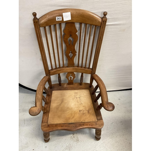 243 - VICTORIAN DERBYSHIRE KITCHEN ARMCHAIR A/F WORMED